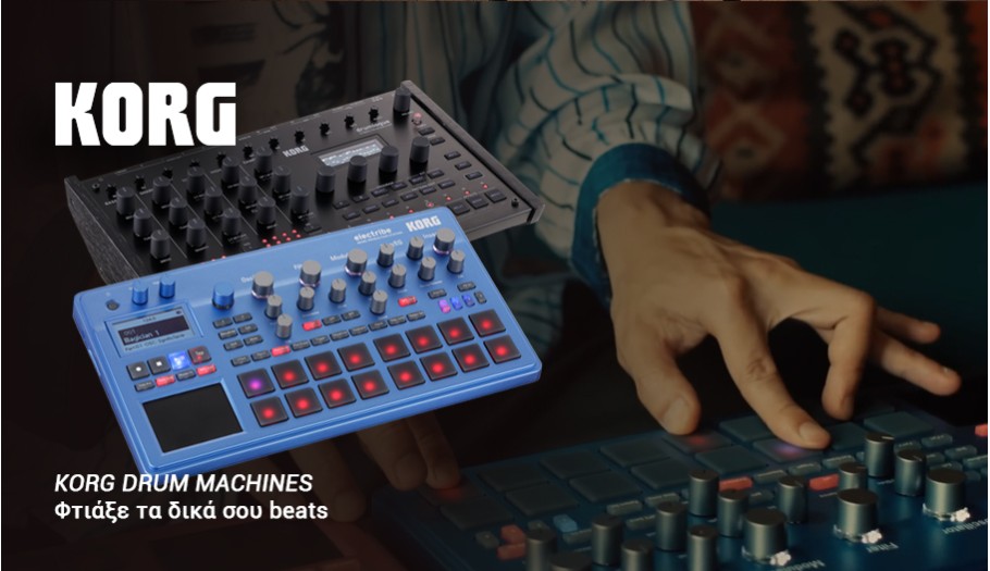 Φτιάξε beats με τα KORG Drum Machines με άμεσο hands-on workflow, δυνατό ήχο και sequencing για studio, live και jamming. Ιδανικά για παραγωγούς και performers που θέλουν ρυθμό, έμπνευση και δημιουργικό έλεγχο σε κάθε μοτίβο.