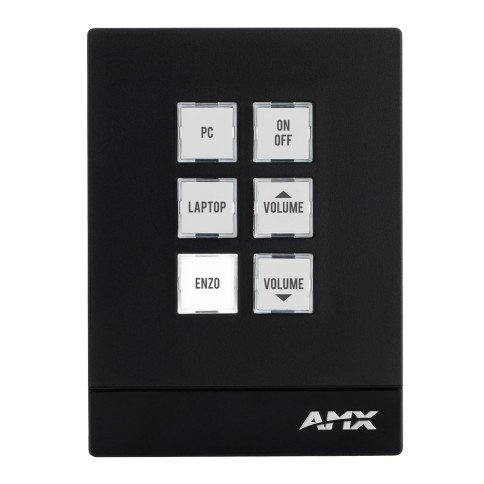 AMX Massio 6-Button Ethernet Keypad, Portrait, Black
