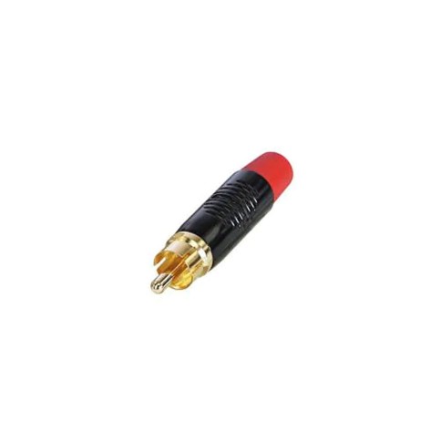 REAN RCA MALE PLUG GOLD PLATED CONT.RED BOOT BLACK SHELL REAN RCA MALE PLUG GOLD PLATED CONT.RED BOOT BLACK SHELL
