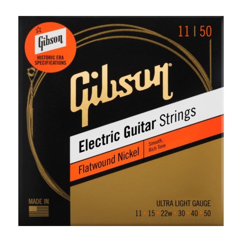 GIBSON STRINGS FOR FLATWOUND ELECTRIC .011-.050 GIBSON STRINGS FOR FLATWOUND ELECTRIC .011-.050