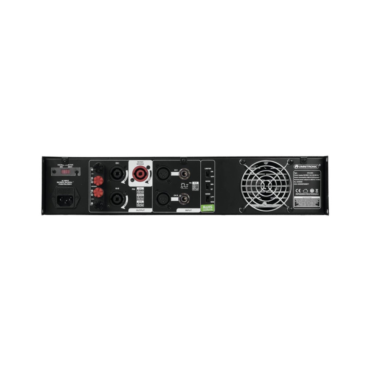 PA amplifier with limiter, 2 x 175 W / 4 ohms, 2 x PA amplifier with limiter, 2 x 175 W / 4 ohms, 2 x
